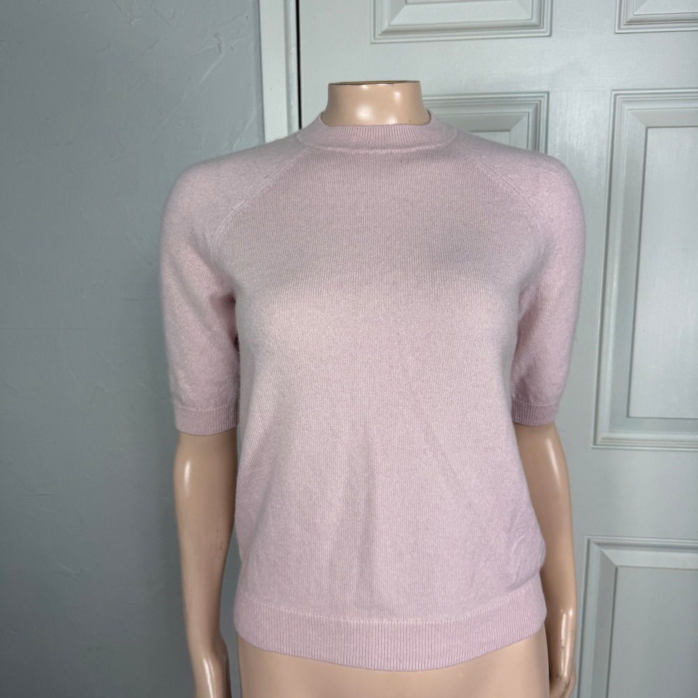 H&M Women's Sweater XS Cashmere Crew neck Short Sleeve Pink BB23